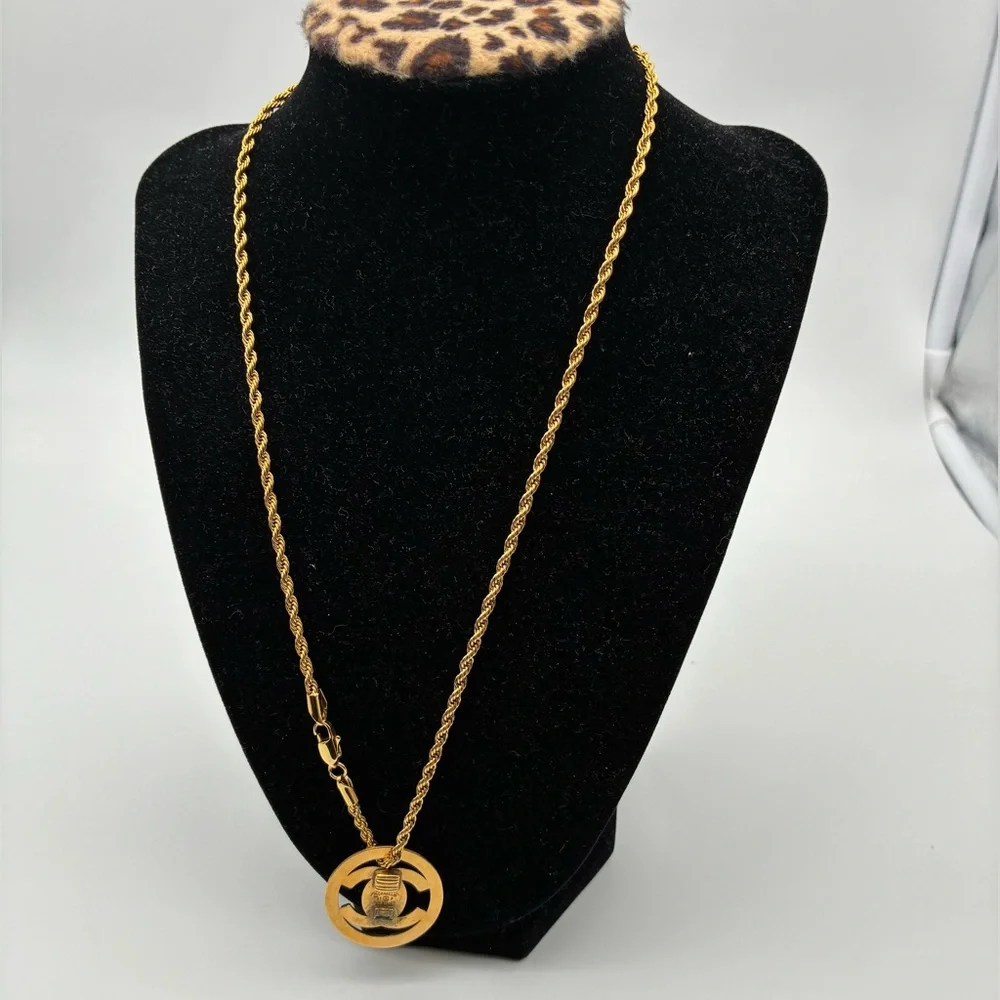 Chanel Gold-Tone CC turn lock Pendant necklace